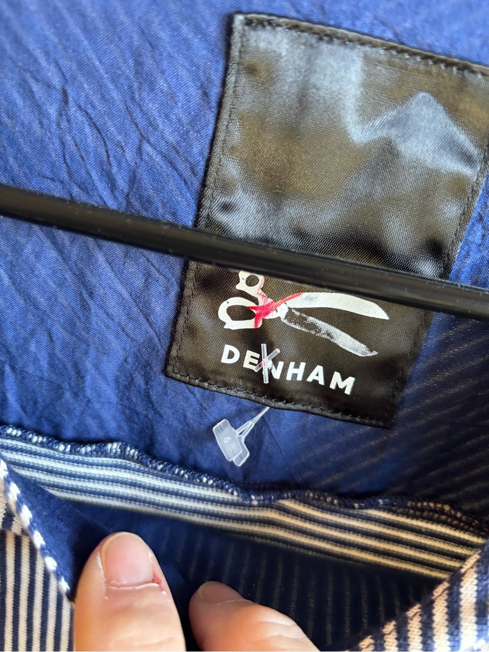 Denham Jeans Navy & White Striped Long-Sleeve Tunic with Button Detail - Picture 4 of 7